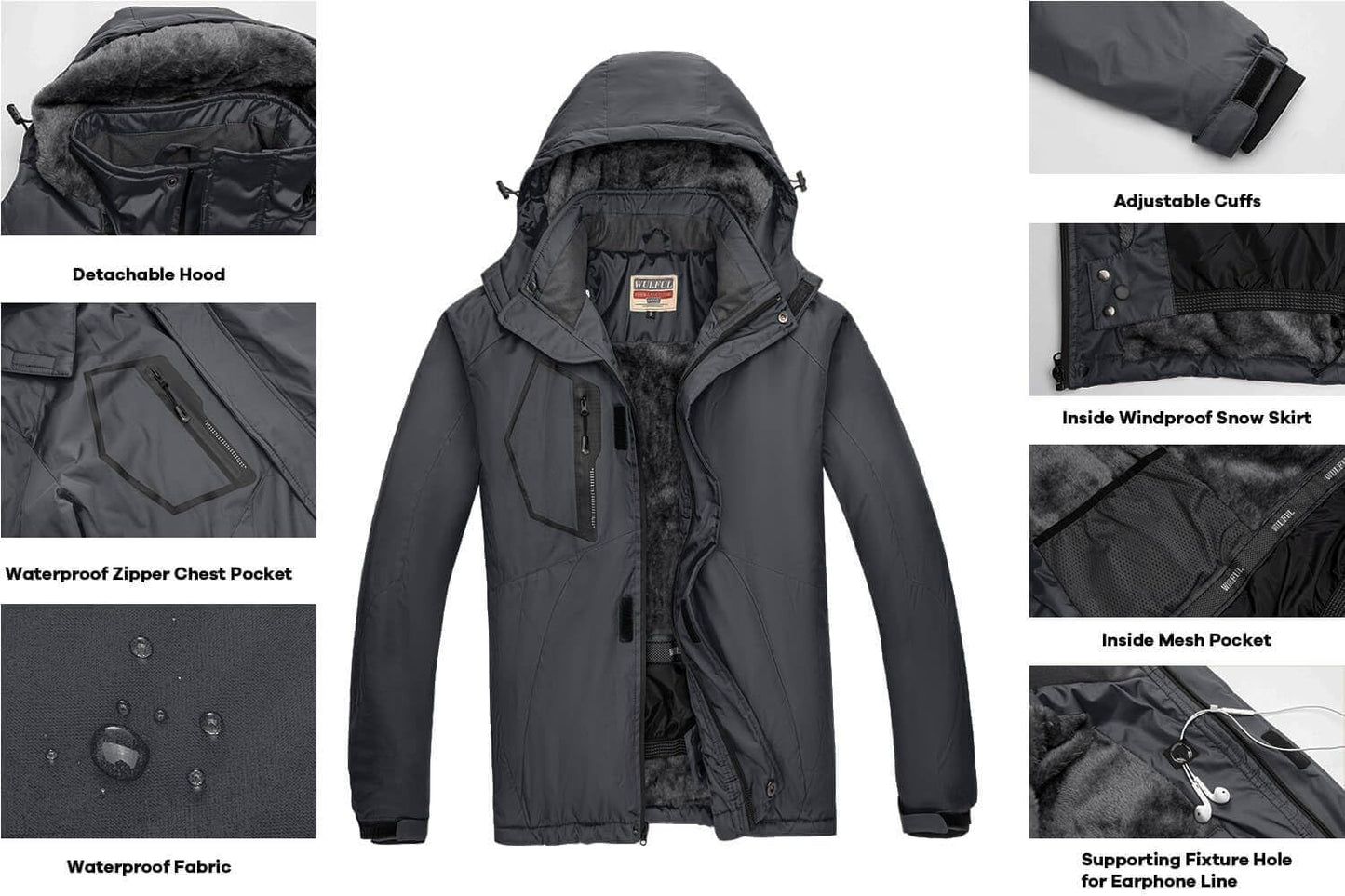 Men'S Waterproof Ski Jacket Warm Winter Snow Coat Mountain Windbreaker